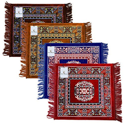 Kuber Industries 4 Pieces Velvet Prayer Mat/Aasan/Pooja Mat/Meditation Mat/Multipurpose Velvet Rug Mat 2 Ft X 2 Ft (Royal Blue) CTKTC33929