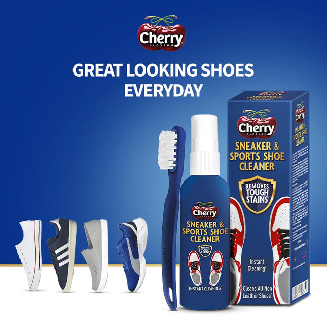 Cherry Blossom Sports Shoe Cleaner With Free Brush - 75Ml | Cleans All Non-Leather Shoes In Minutes, White