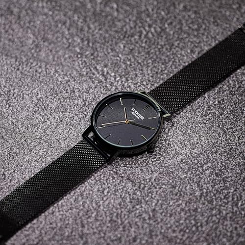 Sonata Poze Quartz Black Dial Black Metal Strap for Men-SP70034NM01W