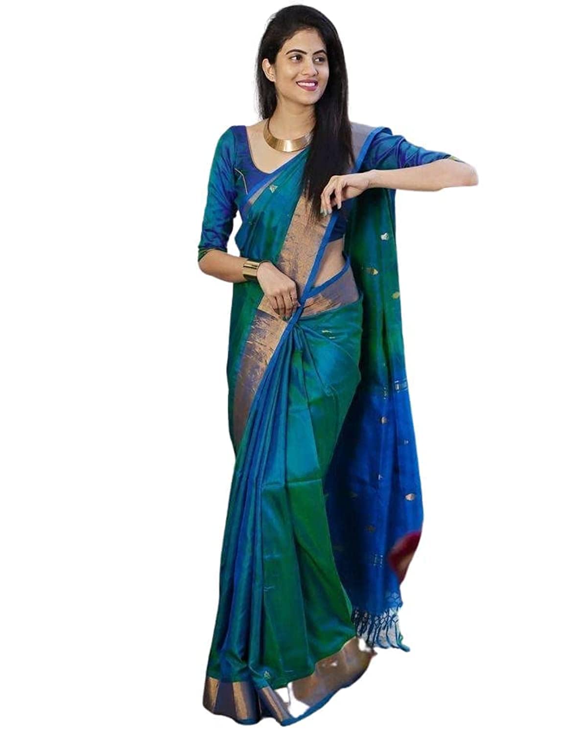 SGF11- Women's Kanjivaram Woven Soft Silk Saree With Blouse Piece