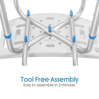 KosmoCare Premium Imported Shower Bench with EVA Mat Height Adjustable, Tool-Free Assembly Shower Chair with Anti-Slip Rubber Tips for Safety of Seniors & Elderly