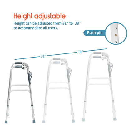 KosmoCare Premium Imported Light Weight Aluminum Height Adjustable Folding Walker 2 - Silver