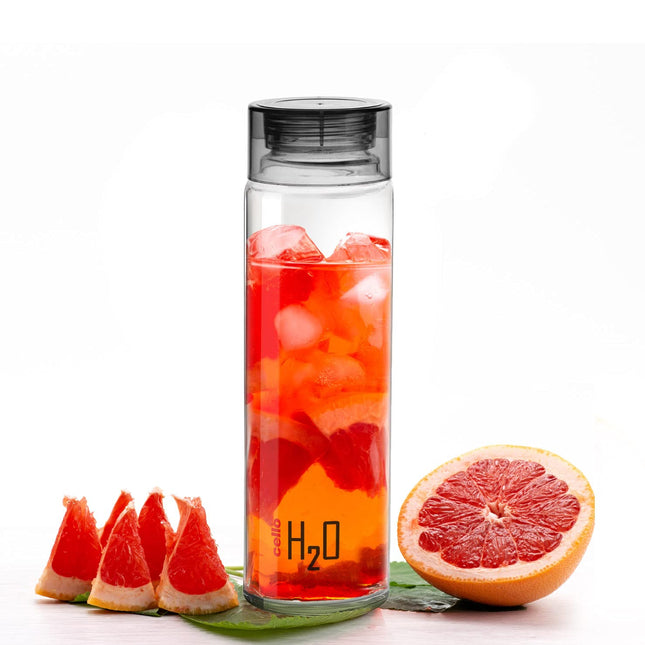 Cello H2O Glass Fridge Water Bottle with Plastic Cap | Leak Proof & Break-Proof | Wide Mouth & Easy to Clean | Best Usage for Office/School/College | 920ml | Red