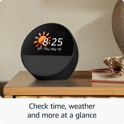 All-new Echo Spot, Smart alarm clock with vibrant sound, Alexa and Bluetooth | Black