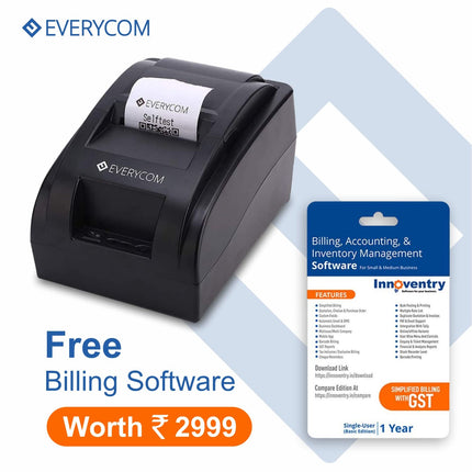 Everycom EC-58 58mm (2 Inches) Direct Thermal Printer- Monochrome Desktop (1 Year Warranty) (USB + Bluetooth) 