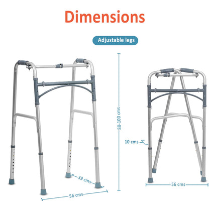 KosmoCare Premium Imported Light Weight Aluminum Height Adjustable Folding Walker 2 - Silver