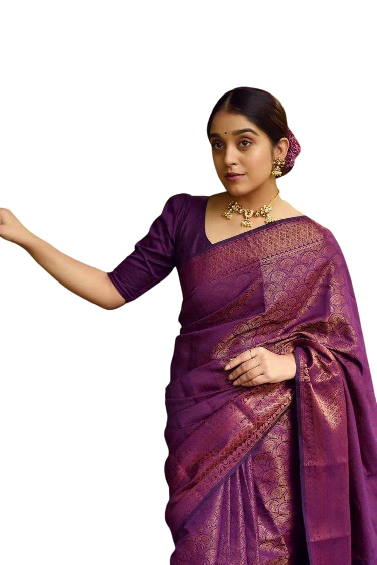 SGF11 Women's Kanjivaram Soft Silk Saree With Blouse Piece