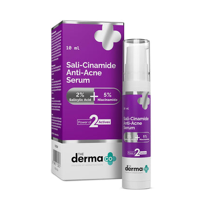 The Derma Co Sali-Cinamide Anti-Acne Face Serum I 2% Salicylic Acid & 5% Niacinamide I Fights Active Acne & Treats Acne Marks I Serum For Acne Prone & Oily Skin I Power Of 2 Actives - 30ml