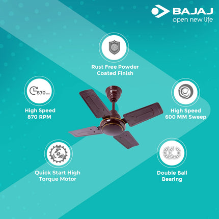 Bajaj Maxima 600 mm Ceiling Fan (Brown)