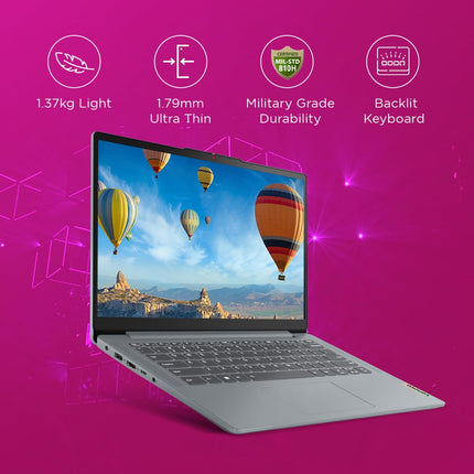 Lenovo IdeaPad Slim 3 12th Gen Intel Core i5-12450H 14" (35.5cm) FHD 250 Nits Thin & Light Laptop (16GB/512GB SSD/Win 11/Office 21/1Yr Warranty/Alexa built-in/3 mon. Game Pass/Grey/1.37Kg), 83EQ005VIN 