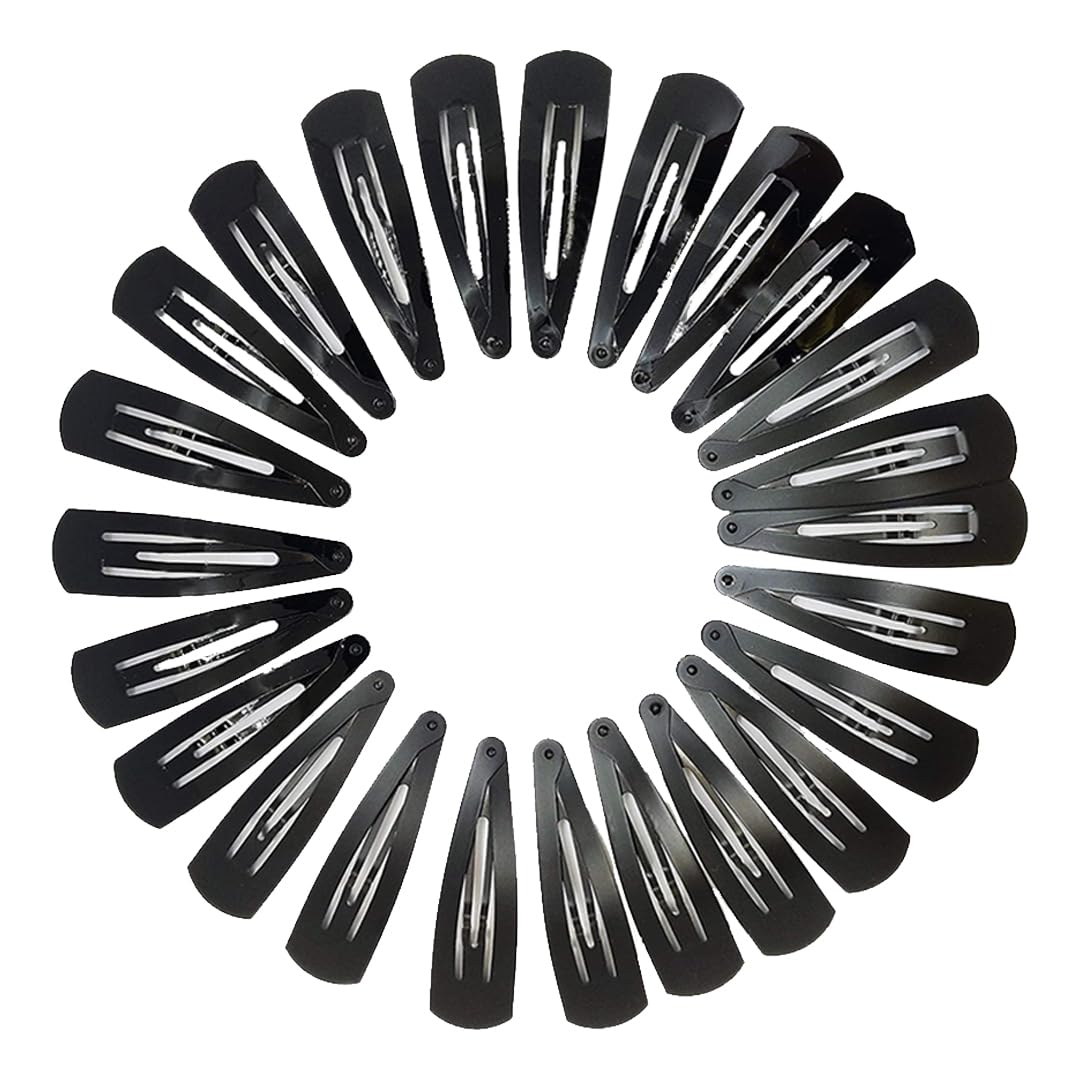 TEMPERIA Tic Tac Hair Clips for Girls (Pack of 24pcs) (5cm) (Matte Black) - Tik Tak Pins for Women