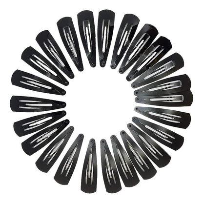 TEMPERIA Tic Tac Hair Clips for Girls (Pack of 24pcs) (5cm) (Matte Black) - Tik Tak Pins for Women