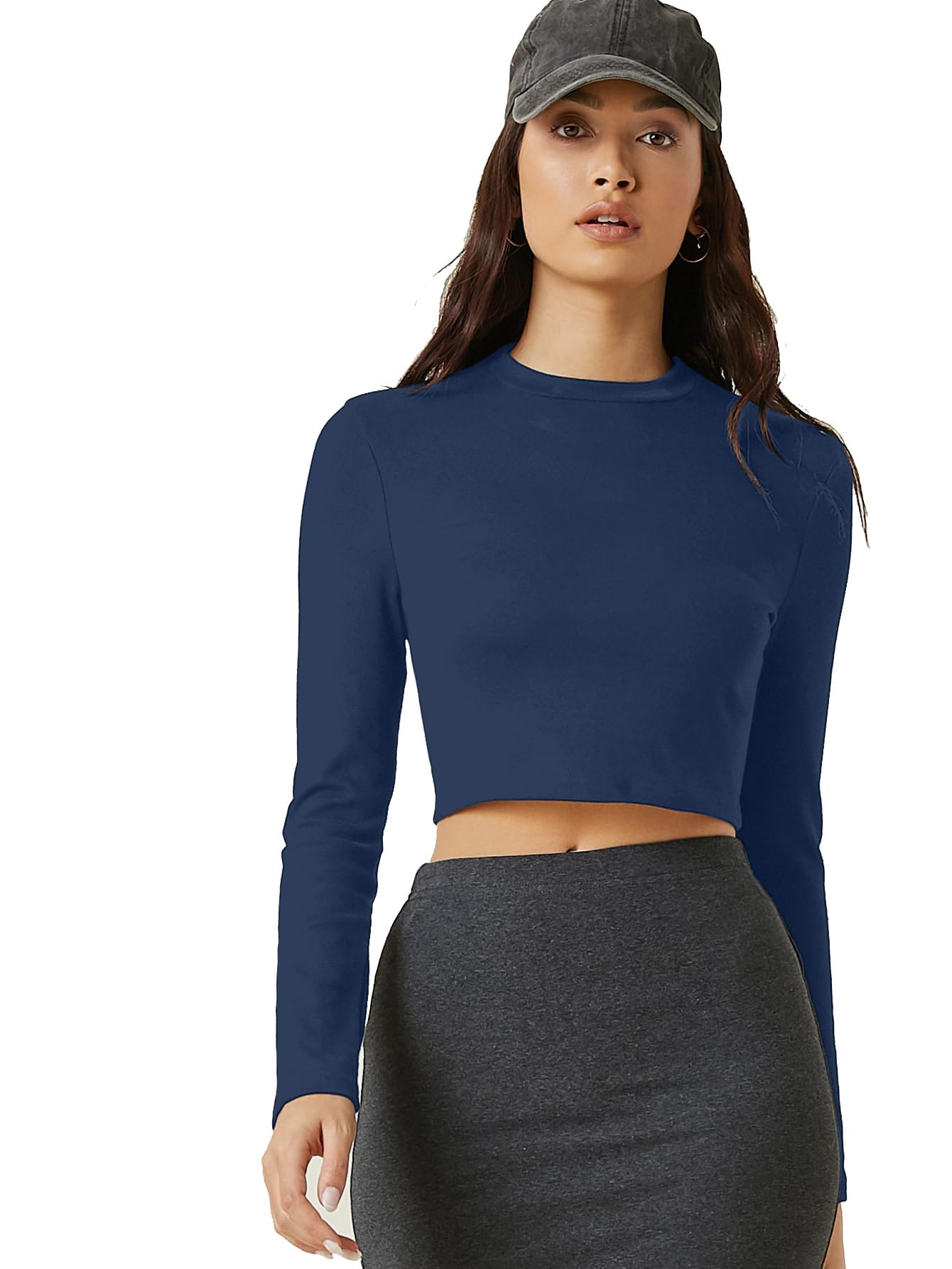 Aahwan Women's & Girl'S Solid Full Sleeve Slim Fit Crop Top