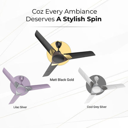 Polycab Aereo Plus Star Rated, 1200mm Ceiling Fan For Home | 100% Copper, High Speed & Air Delivery | Saves Up To 33% Electricity, Rust-Proof Aluminium Blades, 52 Watt | 3 Years Warranty【Lilac Silver】