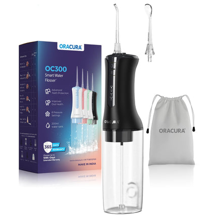 ORACURA® OC300 PRO Smart Pro Water Flosser® Blue | 365 Days Warranty | 4 Modes | Micro-Bubble Technology | 8 Nozzle Tip | 4 Vibrant Colours | 300ml Water Tank