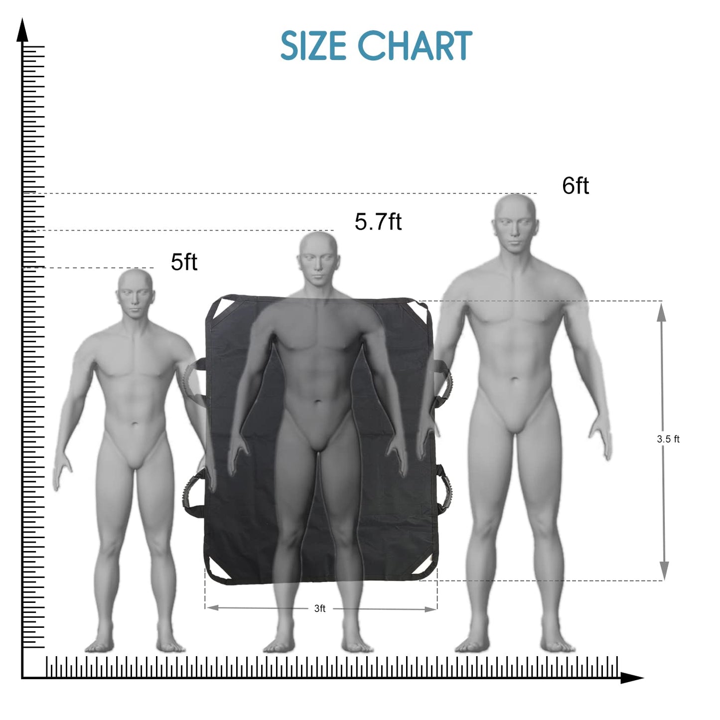 KosmoCare Patient Aid Positioning Sheet With Handles 42" X 36",Made With A Double Layer For Added Strenght,Transfer Sheet For Turning,Repositioning & Sitting Up,Washable Patient Positioning Sheet