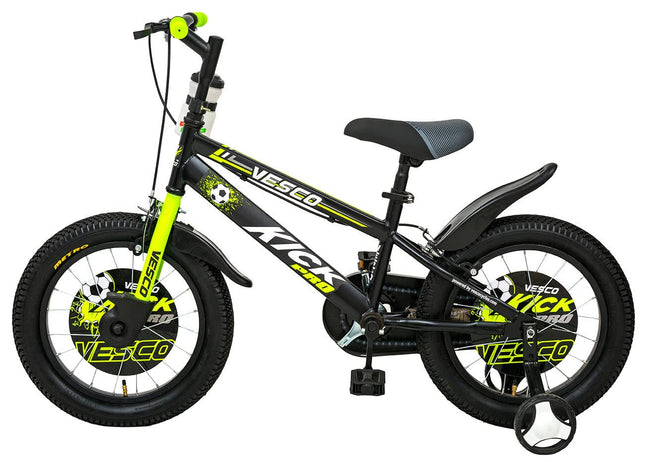 VESCO Kick Pro 16T Kids Cycle with Side Wheels | Rigid Suspension | 11 Inches Frame | Ideal for 4 to 6 Years Boys & Girls Kids Bike (Green) 