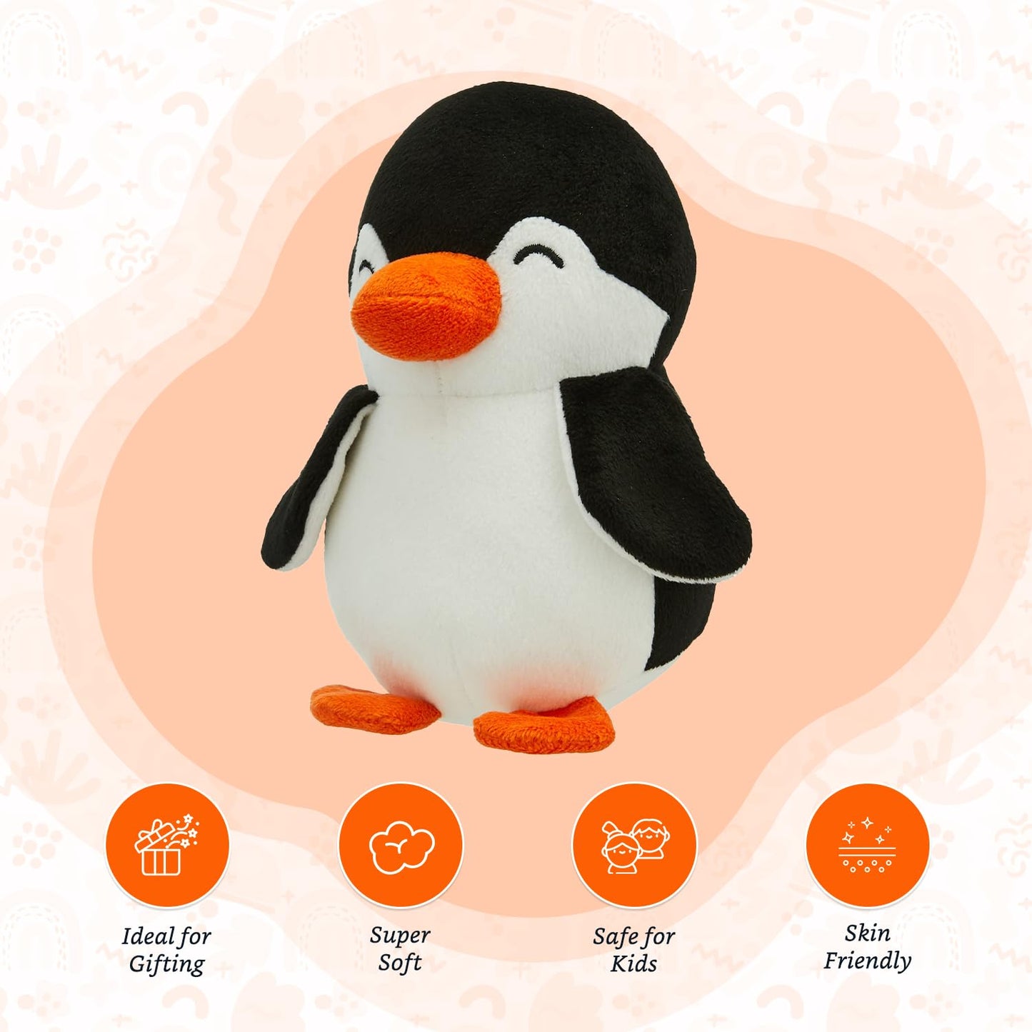 Amazon Brand - Jam & Honey Soft Penguin Plush Toy for Kids | Soft Toy for Boys and Girls | Super-Soft and Safe| Ideal for Gifting | Height 17 cm | Black and White