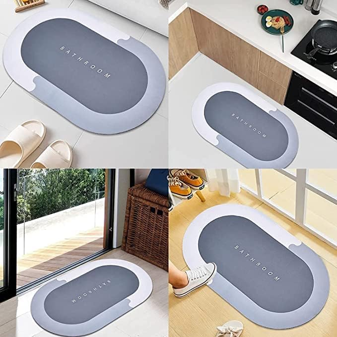 SNSQUARE Floor Mat, Doormat, Bathroom Carpet Cushion Mat Bathroom mat Water Absorbing Non Slip Floor mat Quick Drying Water for Home Diatomite Door Mat Soft Silicone Super Absorbent