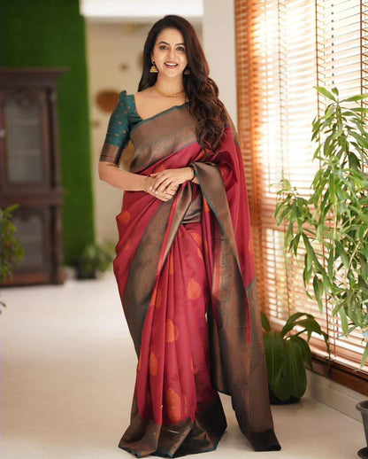 SGF11 Women's Kanjivaram Soft Lichi Silk Saree With Blouse Piece