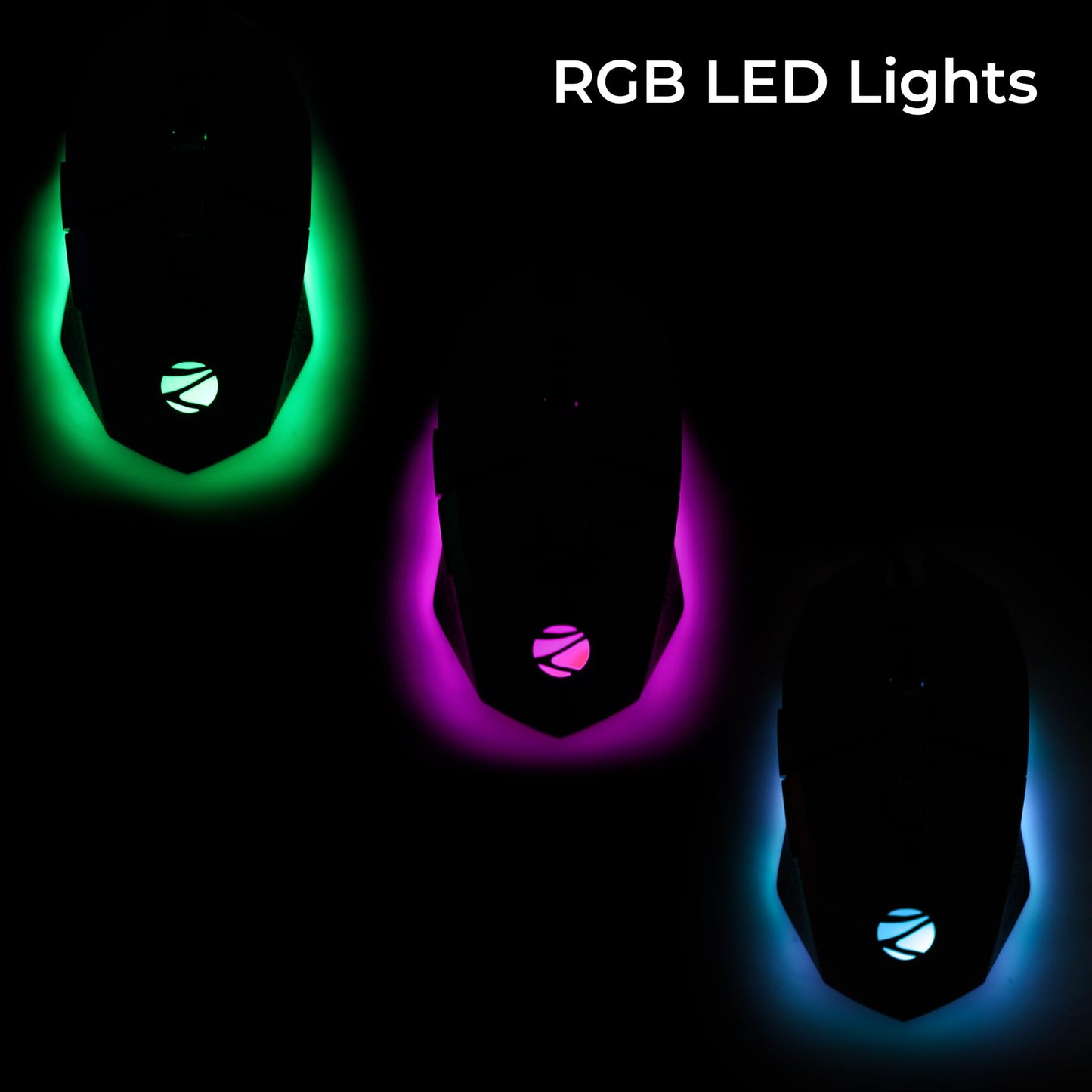 ZEBRONICS PHERO Wired Gaming Mouse with up to 1600 DPI, Rainbow LED Lights, DPI Switch, High Precision, Plug & Play, 4 Buttons