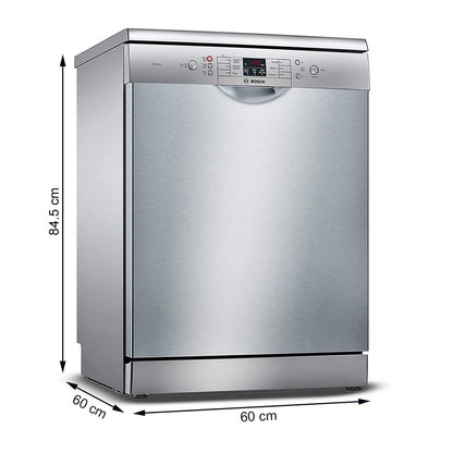 Bosch 13 Place Settings, Free Standing Dishwasher (SMS66GI01I, Silver Inox), extra dry and hygienic wash