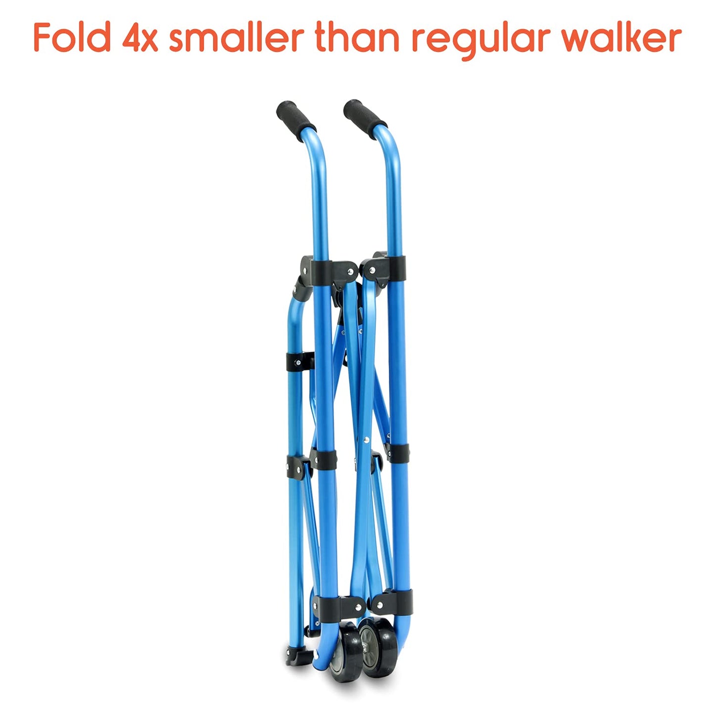 KosmoCare Premium Imported Lightweight BreEzy Folding walker | Height Adjustable Rollator Walker with wheels | Walking aids for Adult, Senior, Elderly & Handicap |