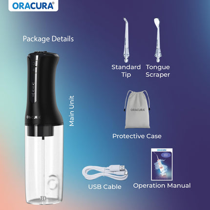 ORACURA® OC300 PRO Smart Pro Water Flosser® Blue | 365 Days Warranty | 4 Modes | Micro-Bubble Technology | 8 Nozzle Tip | 4 Vibrant Colours | 300ml Water Tank