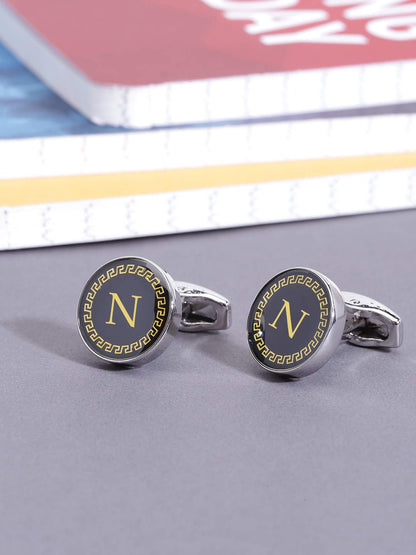 Yellow Chimes Exclusive Collection Alphabet Letters Stainless Steel Statement Cufflinks for Men