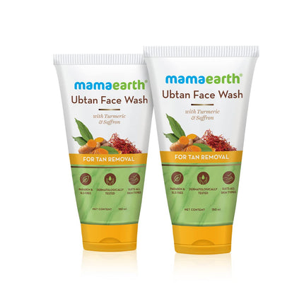 Mamaearth Ubtan Natural Face Wash For all Skin Type with Turmeric & Saffron for Tan Removal – 150 ml