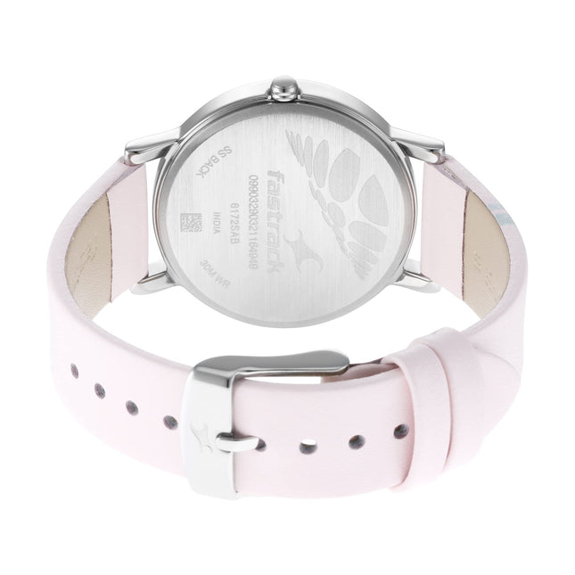 Fastrack Wear Your Look Quartz Analog with Day and Date Pink Dial Leather Strap Watch for Girls-NS6172SL03