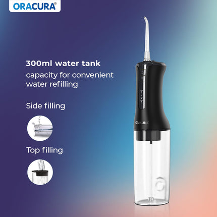 ORACURA® OC300 PRO Smart Pro Water Flosser® Blue | 365 Days Warranty | 4 Modes | Micro-Bubble Technology | 8 Nozzle Tip | 4 Vibrant Colours | 300ml Water Tank