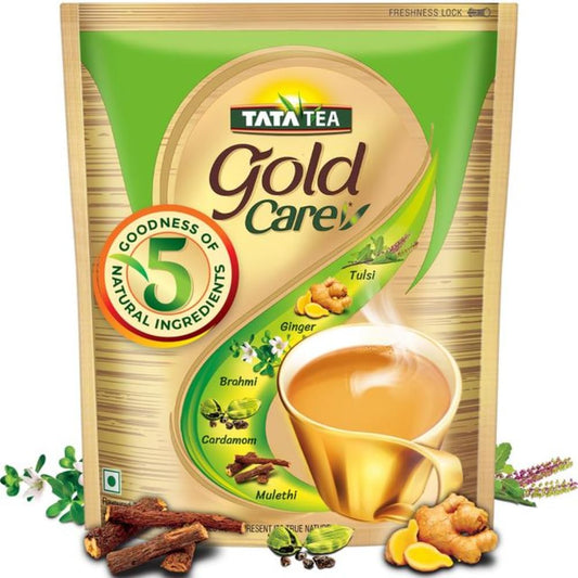 Tata Tea Gold Care, Rich in Taste, Goodness of Elaichi, Ginger, Tulsi, Brahmi & Mulethi, Black Tea, Loose Leaves, 1kg