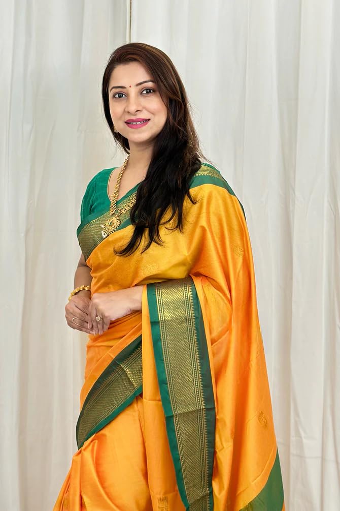 SGF11 Women's Kanjivaram Soft Lichi Silk Saree With Blouse Piece