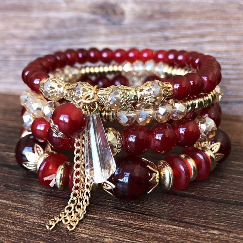 Shining Diva Fashion Bohemian Stackable Multilayer Hamsa Hand Evil Eye Lucky Protection Bracelets Multicolor Crystal Charm Beaded Bracelet for Women Girls