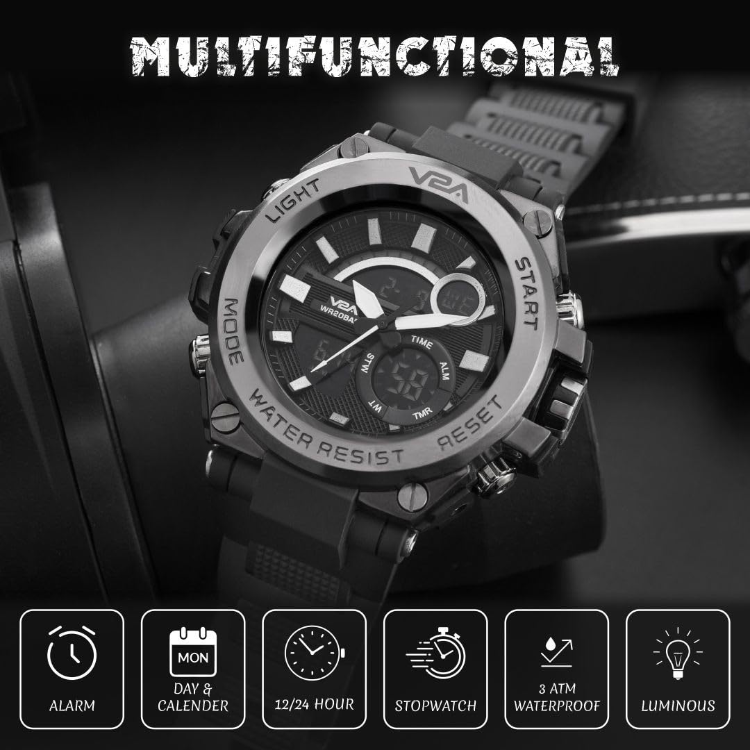 V2A Chronograph Analogue and Digital Sports Watch for Men | Watch for Men | Wrist Watch for Men | Mens Watch | Watch