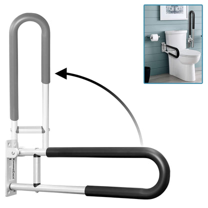 KosmoCare Wall Mounted Flip up Aluminum Grab Bar Rails 23.6 Inch Toilet Handrails Bathroom Safety Bar Hand Support