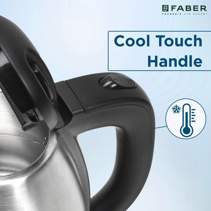 Faber Electric Kettle with Stainless Steel Body, FK 1.8 litres boiler for Water, SS, (FK 1.8L SS)