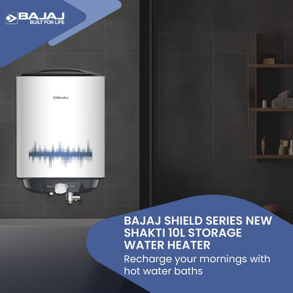 Bajaj Shield Series New Shakti 25L Vertical Storage Water Heater For Home| 5-Star Rated Geyser| Multiple Safety Systems| For High Rise Buildings| 10-Yr Tank 6-Yr Element 4-Yr Product Warranty| White