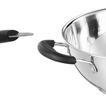 Amazon Brand - Solimo Stainless Steel T Pan with Glass Lid & Induction Base, 1.5 Litre