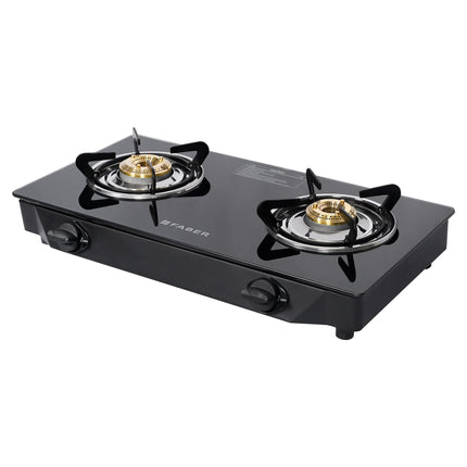 Faber 2 Burner Gas Stove (Arrow�2BB BK) Manual Ignition, Black