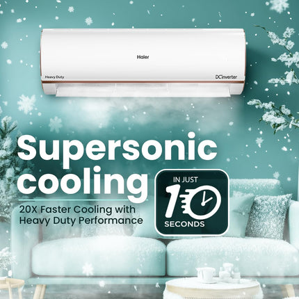 Haier 1 Ton 4 Star Smart Split AC (3470W, Copper, Wi-Fi, 4-Way Swing, 7 in 1 Convertible, Anti Bacterial Filter, Cools at 60°C Temp, 20 Mtr. Air Throw - HSU13K-PYFR4BN-INV, 2025 Model - White) 