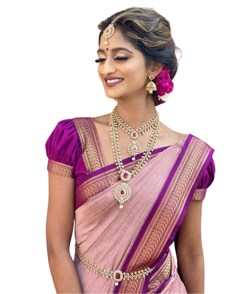 SGF11 Women's Kanjivaram Soft Silk Saree With Blouse Piece