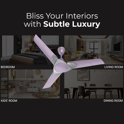 Polycab Aereo Plus Star Rated, 1200mm Ceiling Fan For Home | 100% Copper, High Speed & Air Delivery | Saves Up To 33% Electricity, Rust-Proof Aluminium Blades, 52 Watt | 3 Years Warranty【Lilac Silver】