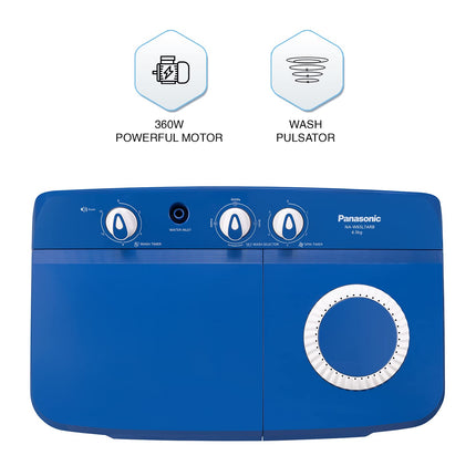 Panasonic 6.5 kg 5 Star Semi-Automatic Top Loading Washing Machine (NA-W65L7ARB, Blue, Powerful Motor, Active Foam System, Effective Wash Pulsator, 2023 Model) 