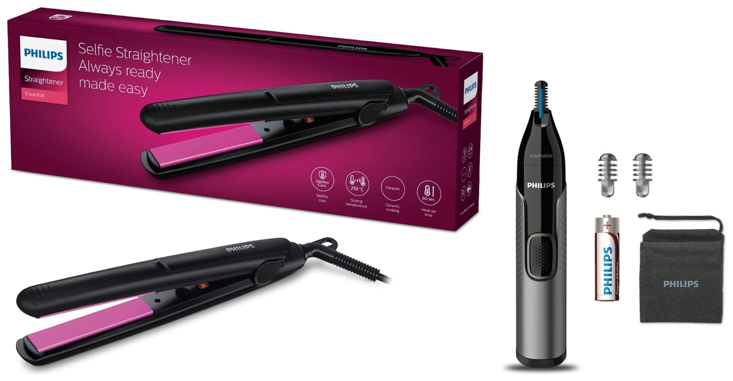 Philips Selfie Hair Straightener I Minimized Heat Damage with SilkPro Care I Ceramic Coated Plates I No.1 Preferred Hair Styling Appliance Brand I HP8302/06