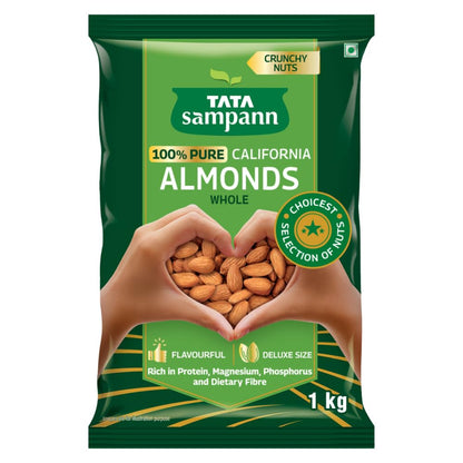 Tata Sampann Pure California Almonds/Badam Whole, 500g, Real Nuts, High in Fiber, Badam Giri, Rich in Protein, Magnesium, Phosphorus and Dietary Fibre, Nuts & Dry Fruits