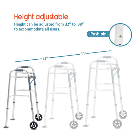 KosmoCare Deluxe Folding Walker with 5" castors 