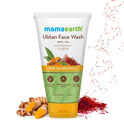 Mamaearth Ubtan Natural Face Wash For all Skin Type with Turmeric & Saffron for Tan Removal – 150 ml