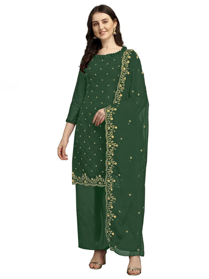 EthnicJunction Women's Georgette Embroidered Unstitched Salwar Suit Dress Material